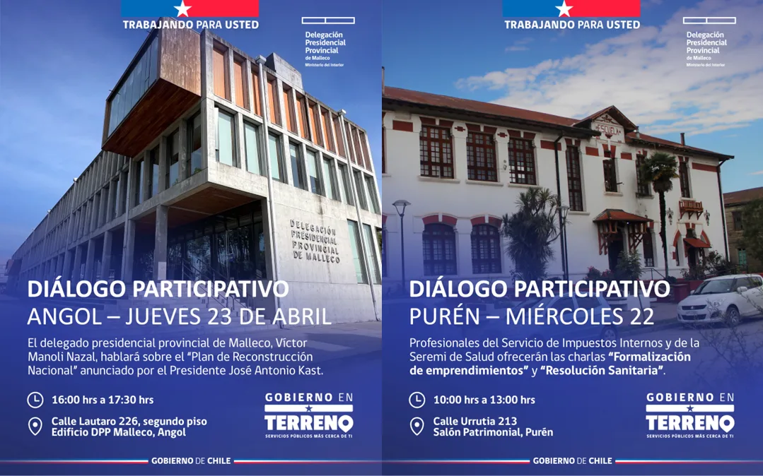 Gobierno en Terreno realizará diálogos participativos en Purén y Angol para apoyar emprendimientos y difundir Plan de Reconstrucción