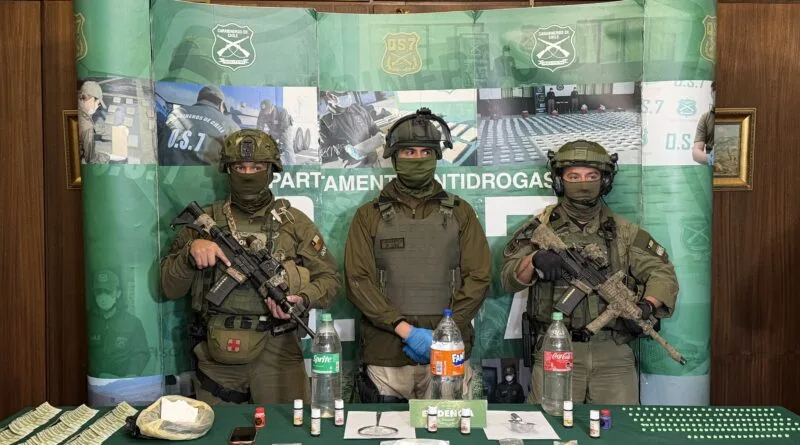 OS-7 desbarata laboratorio de ketamina en Temuco y evita distribución de más de 139 mil dosis de droga