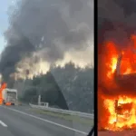 Camión recolector de basura de Padre Las Casas se incendia en la Ruta 5 a la altura de Quechereguas