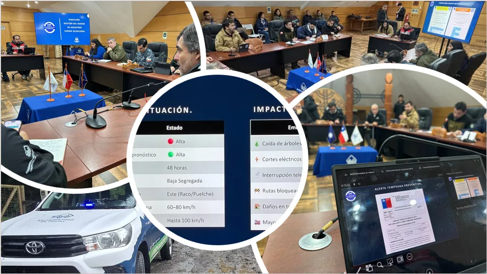 Pucón activa COGRID y llama a la prevención por fuertes vientos en La Araucanía