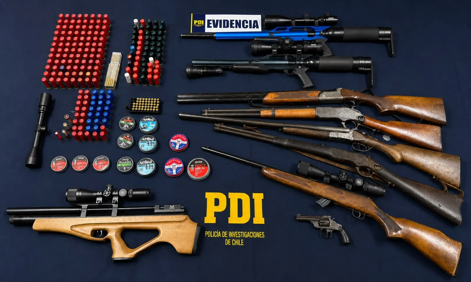 PDI incauta nueve armas y casi 300 municiones en Los Sauces: detenido era investigado por violencia intrafamiliar