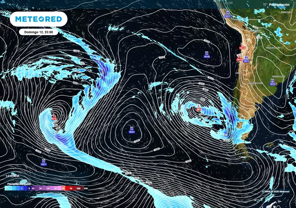 Semana full lluvia en Chile centro-sur: sistemas frontales con río atmosférico se aproximan entre Ñuble y Los Ríos