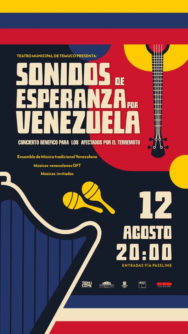 Temuco se une por Venezuela: concierto benéfico reunirá a músicos venezolanos en el Teatro Municipal