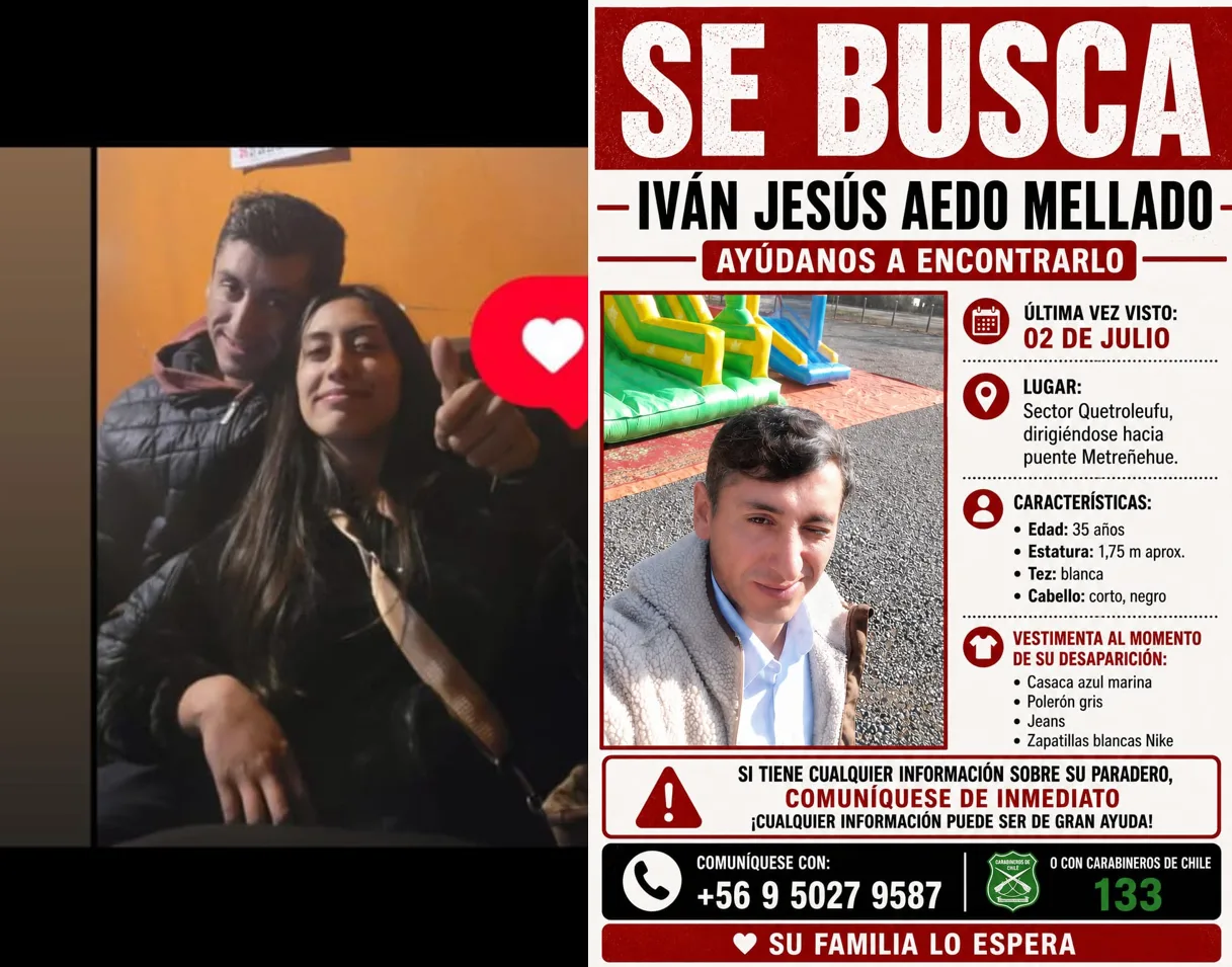 Familia busca a Iván Aedo, joven desaparecido hace un mes en Pucón