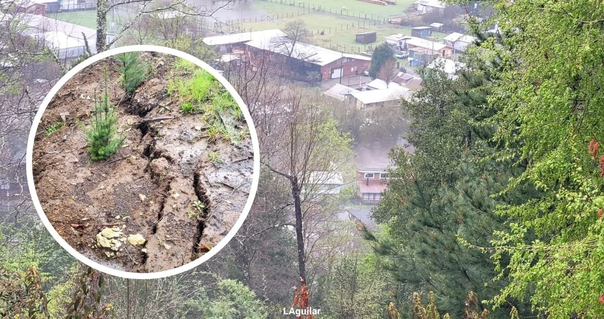 Evacúan sector urbano de Curarrehue por riesgo de deslizamiento en cerro Puelmapu
